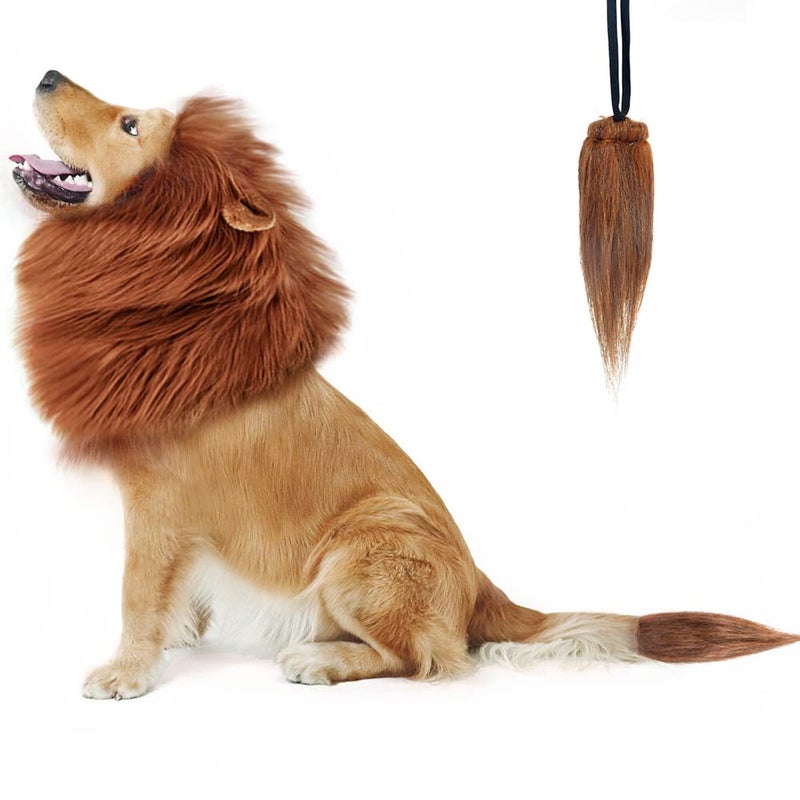 CPPSLEE Lion Mane for Dog Costumes, Realistic Wig for Medium to Large Sized Dogs, Halloween Costumes (Dark Brown) - Image 2